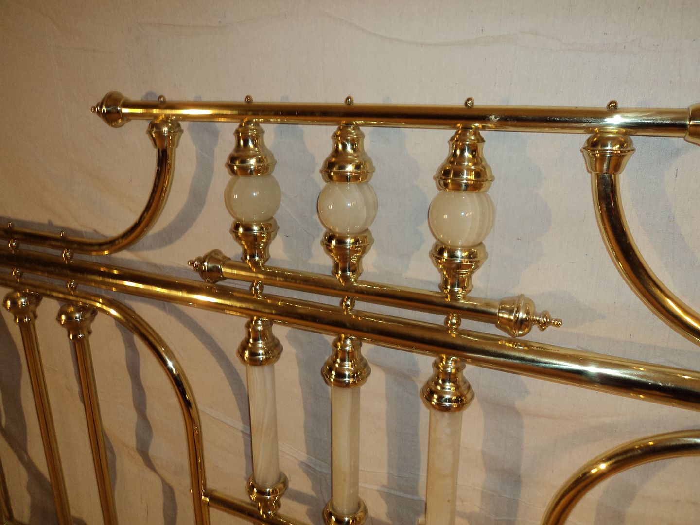 Designer King Size Headboard Stately Shiny Brass Contemporary